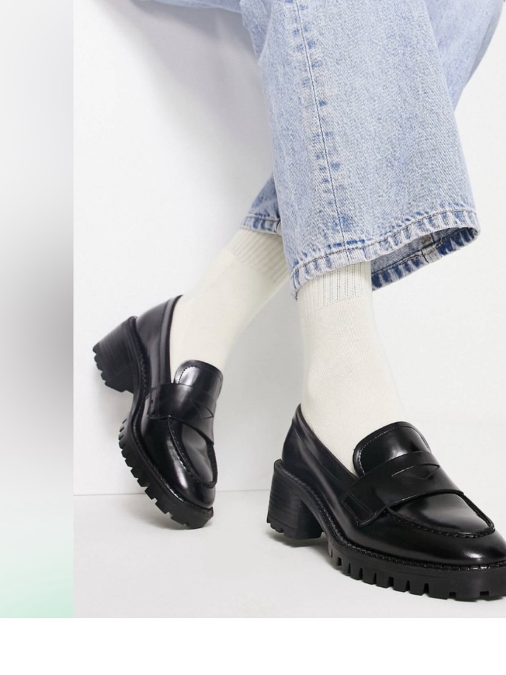 & Other Stories Chunky Black Leather Loafers Size 37 6